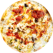 Especiais: Al Porri e Catupiry - Pizza Gigante  (Ingredientes: Molho,  Muçarela,  Alho Poró,  Palmito,  Catupiry,  Azeitonas,  Orégano)