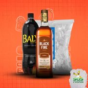 Kits de Whisky: Black Fire Canela + Baly 2L + 01 Gelo 3kg)