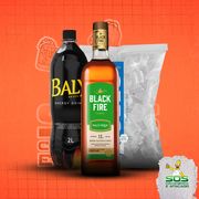 Kits de Whisky: Black Fire Maçã Verde + Baly 2L + 01 Gelo 3kg)