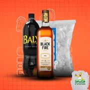 Kits de Whisky: Black Fire Mel + Baly 2L + 01 Gelo 3kg)