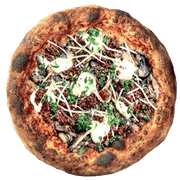 Especiais: Mushroom - Pizza Individual (Ingredientes: Molho de Tomate, Mussarela, Mix de Cogumelo, Ricota, Bacon, Parmesão, Cebolinha)