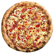 Especiais: Linguiça Blumenau - Pizza Individual (Ingredientes: Molho de Tomate, Mussarela, Linguiça Blumenau, Gorgonzola, Requeijão Cremoso, Tomate Cereja)