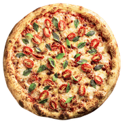 Especiais: Caprese - Pizza Grande (Ingredientes: Molho de Tomate, Mussarela, Mussarela de Búfala, Tomate Cereja, Manjericão)