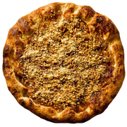 Pizzas Doces: Apple Pie - Pizzas Doces (Ingredientes: Creme de Leite, Crumble Crocante, Maçã em pequenos cubos reduzida com Açúcar e Canela, Mussarela)