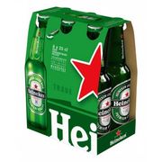 Long Neck: Heineken 330ml Long Neck | Com 6 Unidades - Heineken é uma cerveja Pale Lager com 5% de álcool por volume produzido pela empresa cervejeira holandesa Heineken International. Heineken é bem conhecida por sua característica garrafa verde e estrela vermelha. É considerada uma das melhor