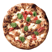 Especiais: Brie, Damasco & Parma - Pizza Grande (Ingredientes: Mussarela, Queijo Brie, Geleia de Damasco, Parma, Manjericão)