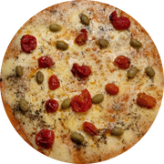 Tradicionais: Mussarela - Pizza Grande (Ingredientes: Azeitona, Molho Italiano da Casa, Orégano, Tomate)