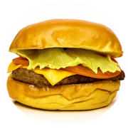 Burgers: 06- Super Fininho Salada - Hambúrguer (Ingredientes: Alface americana, Carne bovina de 130g, Pão, Queijo, Tomate)