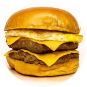 Burgers: 04- Super Ovo - Hambúrguer (Ingredientes: 2 (duas) carnes bovina de 130g, Ovo, Pão, Queijo)