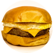 Burgers: 08- Super Fininho Ovo - Hambúrguer (Ingredientes: Carne bovina de 130g, Ovo, Pão, Queijo)