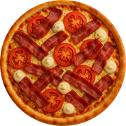 Tradicionais: Bacon - Pizza Gigante (Ingredientes: Bacon, Catupiry, Mussarela, Tomate)