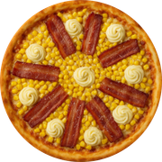 Tradicionais: Bacon Especial - Pizza Gigante (Ingredientes: Bacon, Catupiry, Milho, Mussarela, Parmesão)