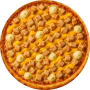 Tradicionais: Frango Duplo Queijo - Pizza Gigante (Ingredientes: Catupiry, Cheddar Cremoso, Frango em Cubos, Mussarela)