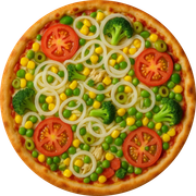 Tradicionais: Vegana - Pizza Gigante (Ingredientes: Azeitona, Brócolis, Cebola, Ervilha, Milho, Palmito, Tomate)