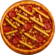 Especiais: Moda Mista - Pizza Gigante (Ingredientes: Bacon, Batata Frita, Calabresa, Frango, Mussarela)