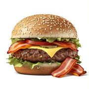 ARTESANAIS: SMASH BACON - LANCHES (Ingredientes: ALFACE, BACON, BLEND 150G (CARNE), CEBOLA, MUSSARELA, PICLES AGRIDOCE, TOMATE)