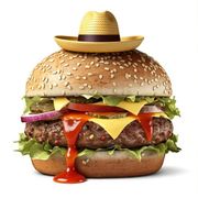 Hambúrguer: X-mexicano - LANCHES (Ingredientes: Hambúrguer Sabor Picanha 90g, Barbecue, Batata Palha, Geleia de pimenta., Milho Verde, Mussarela., Presunto, Alface, Tomate, PICLES AGRIDOCE)