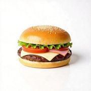 Hambúrguer: X-Burguer - LANCHES (Ingredientes: Carne, Barbecue, Presunto, Mussarela, Alface, Tomate, Milho Verde, Batata Palha)