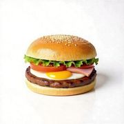 Hambúrguer: X-Eggs - LANCHES (Ingredientes: Carne, Barbecue, Mussarela, Presunto, Ovo, Alface, Tomate, Milho Verde, Batata Palha)