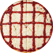 Doces: Franuí - Pizza Grande (12 Fatias) (Ingredientes: Muçarela, Chocolate Branco, Geleia da Framboesa)
