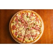 Especiais 3: Calabresa aos 5 Queijos - Pizza Grande (Ingredientes: Molho da Casa, Mussarela, Calabresa, Catupiry Original, Provolone, Gorgonzola, Parmesão Ralado)