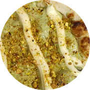 Doces: 56 - Pistacchio - Pizza Grande (8 Fatias 35cm) (Ingredientes: Chocolate Branco Forneável, Creme de pistache)