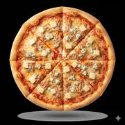 Sabores: Frango com 4 Queijos - Pizza Maracanã 50cm/ 16 fatias (Ingredientes: Catupiry, Frango Desfiado, Gorgonzola, massa tradicional, Molho de Tomate, Mussarela, Orégano, Provolone)
