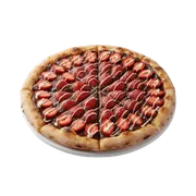 Doces: Strogonoff de Morango - Pizza Média (Ingredientes: Chocolate Branco, Chocolate Preto, Morangos Frescos Picados)