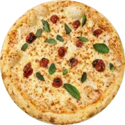 Clássicos Revisitados: Marguerita Al Taglio - Pizza Grande (Ingredientes: Molho de Tomate,  Muçarela,  Manjericão fresco,  Orégão fresco,  Azeitona,  Tomate‑cereja confitado)