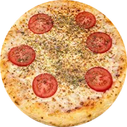 Clássicos Revisitados: Muçarela Al Taglio - Pizza Grande (Ingredientes: A tradicional muçarela c/ molho de tomate artesanal,  Orégano fresco,  Azeitona)