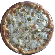 Premium: Quatro Queijos - Pizza Grande (Ingredientes: Azeitona, Finalizada com orégano, Massa artesanal, Muçarela, Parmesão Ralado, Provolone, Requeijão Cremoso)