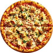 Tradicionais: América - Pizza Grande (Ingredientes:  Bacon,  Carne,  Milho,  Orégano, Molho Mussarella)