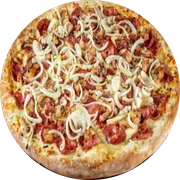 Tradicionais: Mexicana - Pizza Grande (Ingredientes:  Alho E Óleo,  Bacon,  Cebola,  Orégano,  Pimenta, Molho Mussarella)