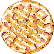Tradicionais: Paranaense - Pizza Grande (Ingredientes:  Bacon,  Frango,  Milho,  Orégano,  Requeijão, Molho Mussarella)