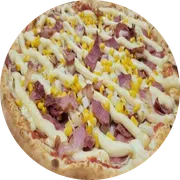 Tradicionais: Porto Riquenha - Pizza Grande (Ingredientes:  Calabresa,  Milho,  Orégano,  Requeijão, Molho Mussarella)