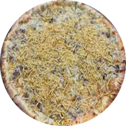 Tradicionais: Strogonoff De Carne - Pizza Grande (Ingredientes:  Batata Palha,  Orégano,  Strogonoff De Carne, Molho Mussarella)