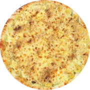 Doces: Banana Nevada - Pizza Grande (Ingredientes:  Chocolate Branco, Banana, Leite Condensado)