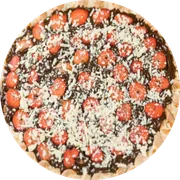 Doces: 2 Amores - Pizza Grande (Ingredientes:  Chocolate Branco,  Chocolate Preto,  Morango, Leite Condensado)