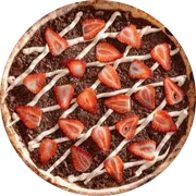 Doces: Sensação Preto - Pizza Grande (Ingredientes:  Chocolate Preto,  Morango, Leite Condensado)