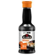 Linha Oriental: Molho Shoyu tradicional 150ml Karui - Condimento tradicional asiático usado para substituir o sal, realçar aroma, sabor e cor dos alimentos, sendo aplicado em saladas, legumes, peixes, aves e no preparo de proteínas de soja.