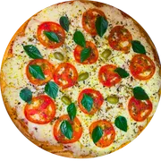 Tradicionais: Margherita - Pizza Grande (Ingredientes: Molho de Tomate Pellati,  Mussarela,  Tomate,  Manjericão,  Cebola,  Orégano)