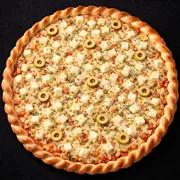 Pizzas: Pizza Palmito - PIzza (Ingredientes: Azeitonas, Molho de tomate, Mussarella, Orégano, Palmito)