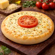 Esfihas salgadas: Queijo c/ tomate - Esfihas salgadas (Ingredientes: Mussarela, Orégano, Tomate)