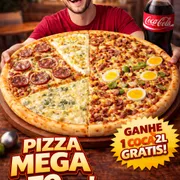 AS MAIS PEDIDAS: PIZZA MEGA CALABRESA / 4 QUEIJOS / BACON COM OVOS / FRANGO COM CATUPIRY COCA DE 2 LITROS GRÁTIS - PIZZA MEGA CALABRESA / 4 QUEIJOS / BACON COM OVOS / FRANGO COM CATUPIRY COCA DE 2 LITROS GRÁTIS