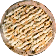 Doces: 51 - Luna - Pizza Grande (8 Fatias 35cm) (Ingredientes: Amêndoas, Cobertura de Chocolate Branco, Cream Cheese, Mel)