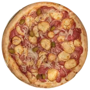 Tradicionais: Francesa - Pizzas Grande (Ingredientes: Azeitona, Calabresa, Cebola, Molho Artesanal, Mussarela, Orégano, Provolone)