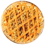 Tradicionais: Franbacon - Pizzas Grande (Ingredientes: Azeitona, Bacon, Cheddar Clássico, Frango Desfiado, Molho Artesanal, Mussarela, Orégano)