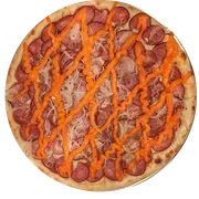 Tradicionais: Calabresa Cheddar - Pizzas Grande (Ingredientes: Calabresa, Cebola, Cheddar Clássico, Molho Artesanal, Mussarela, Orégano)