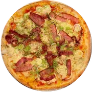 Tradicionais: Alho Poró Com Bacon - Pizzas Grande (Ingredientes: Alho Poró 50g, Azeitona, Bacon, Molho Artesanal, Mussarela, Orégano)
