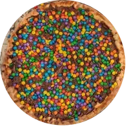Doce: Delícia de Confete - Pizzas Grande (Ingredientes: Chocolate, Confete, Mussarela)